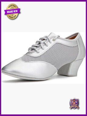 Lady's 2" Practice Dance Shoes Lace-Up Ballroom Modern Salsa Rhythm Teaching